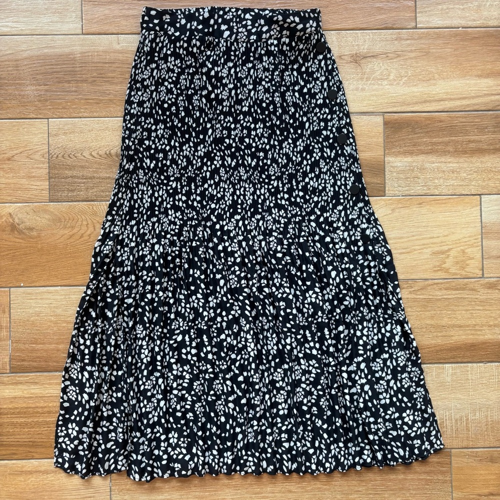 Topshop Black and White Floral Maxi Skirt